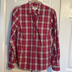 Vineyard Vines long sleeve cotton shirt in pink poplin plaid size 0